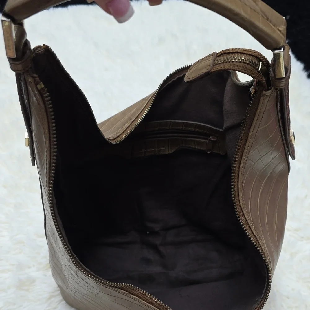 Jones Nee York Brown Crocodile-Embossed Women's Bag